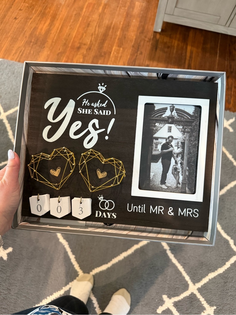 Wedding Countdown to Mr. & Mrs. Wedding Photo Frame - Black and Gold